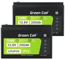 2x литиевая батарея lifepo4 с зелеными элементами, 12,8 в, 200 ач, 200 а, аккумулятор энергии