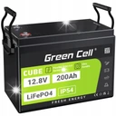 Lifepo4 літієва батарея 12v 12.8v 200ah (200a) 2.56kwh green cell ip54 21kg