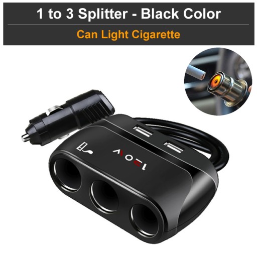 3-контактний адаптер для автомобільного прикурювача від 1 до 3