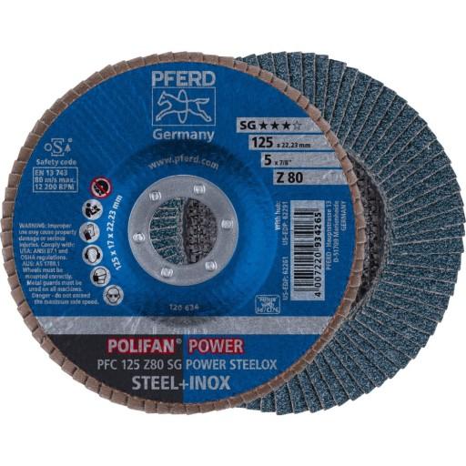 10шт лепестковый диск PFERD POLIFAN PFC 125 Z 80 SG POWER STEELOX