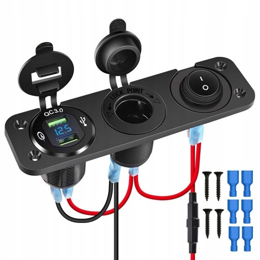 12V USB Output Socket Panel 3 in 1 Socket for Z