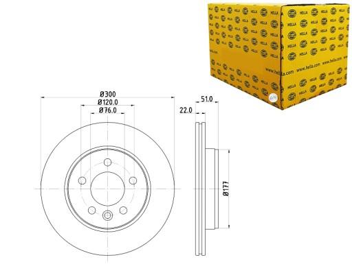 8DD 355 125-571 - ТОРМОЗНЫЕ ДИСКИ 2 ШТ. ОКРАШЕННЫЙ ЗАДНИЙ ЧЕЛОВЕК VW HELLA