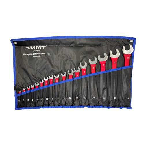 17 шт. КЛЮЧІ КОМБІНАЦІЙНІ КЛЮЧІ РІЖНІ НАБІР КЛЮЧІВ З ГУМОЮ + КЕЙС 6-32мм