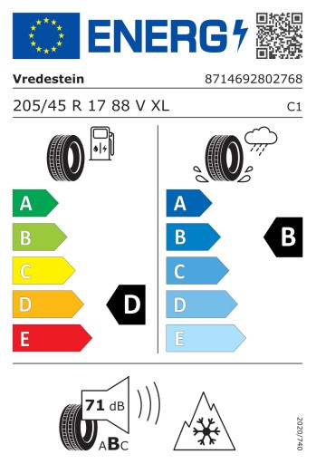 1x шина Vredestein Wintrac Pro+ 205/45R17 88V