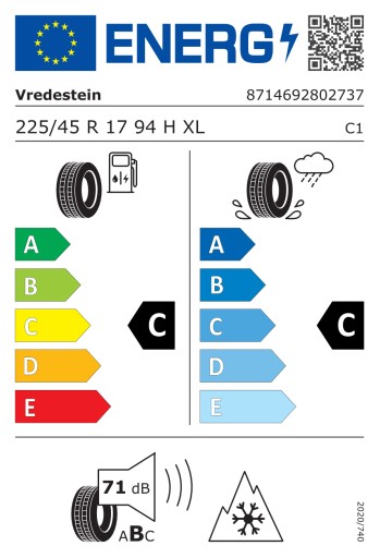 1 шина Vredestein Wintrac Pro+ 225/45R17 94H