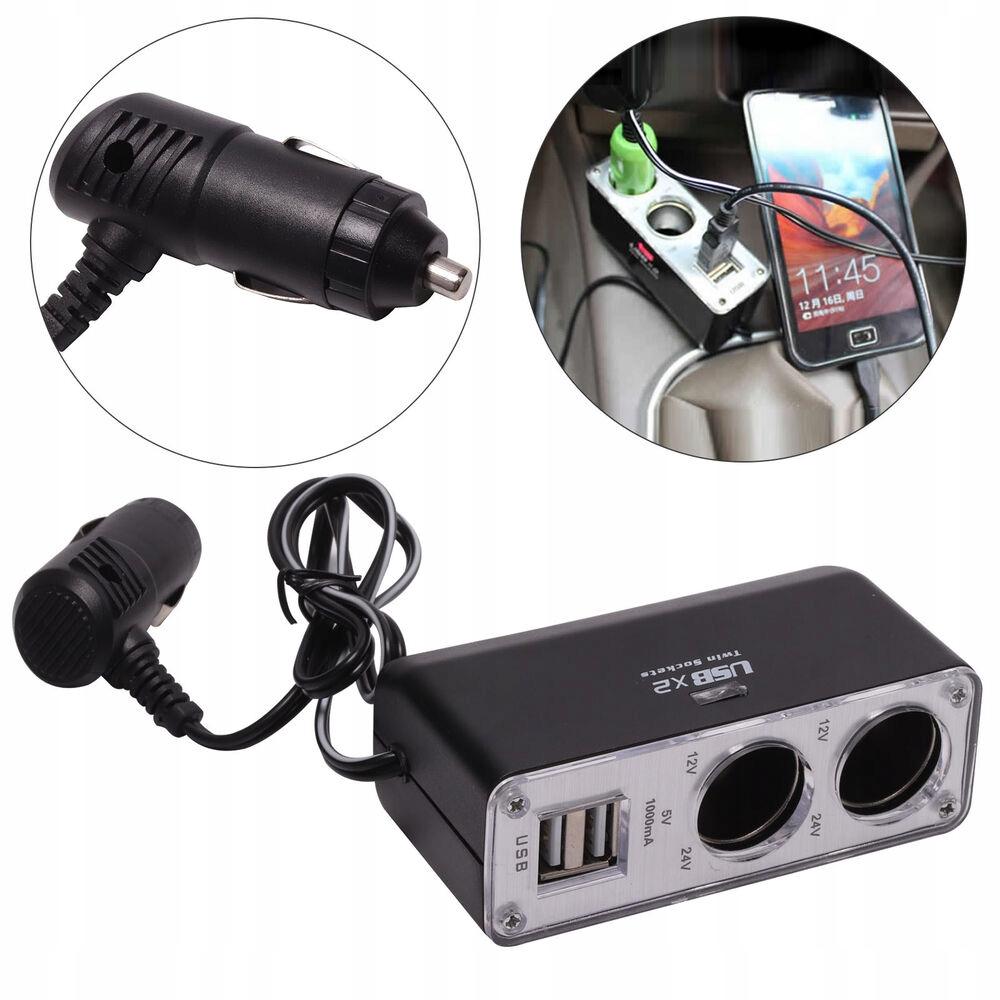 2-Way 12V Car Vert-Power Socket Plug Adapt