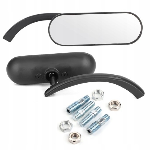QC35397 - 2 шт. Чорне міні-овальне дзеркало для мотоцикла