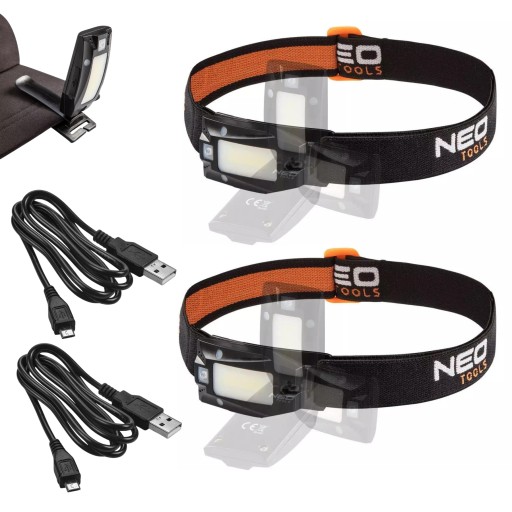 2 налобных фонаря NEO USB 180 лм COB LED ДАТЧИК ДВИЖЕНИЯ