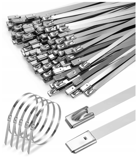 200 шт. Кабельні стяжки з нержавіючої сталі 300x4,6 мм металеві стяжки на блискавці