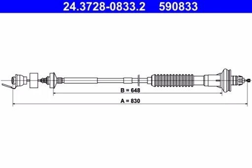 24.3728-0833.2 - 24.3728-0833.2 ATE ТРОС ЗЧЕПЛЕННЯ PEUGEOT 206 1,4-2,0 HDI 98-07