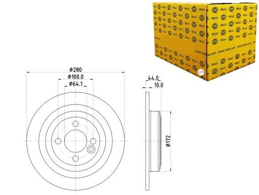 8DD 355 122-971 - ТОРМОЗНЫЕ ДИСКИ 2 ШТ. ОКРАШЕННАЯ ЗАДНИЦА MINI HELLA