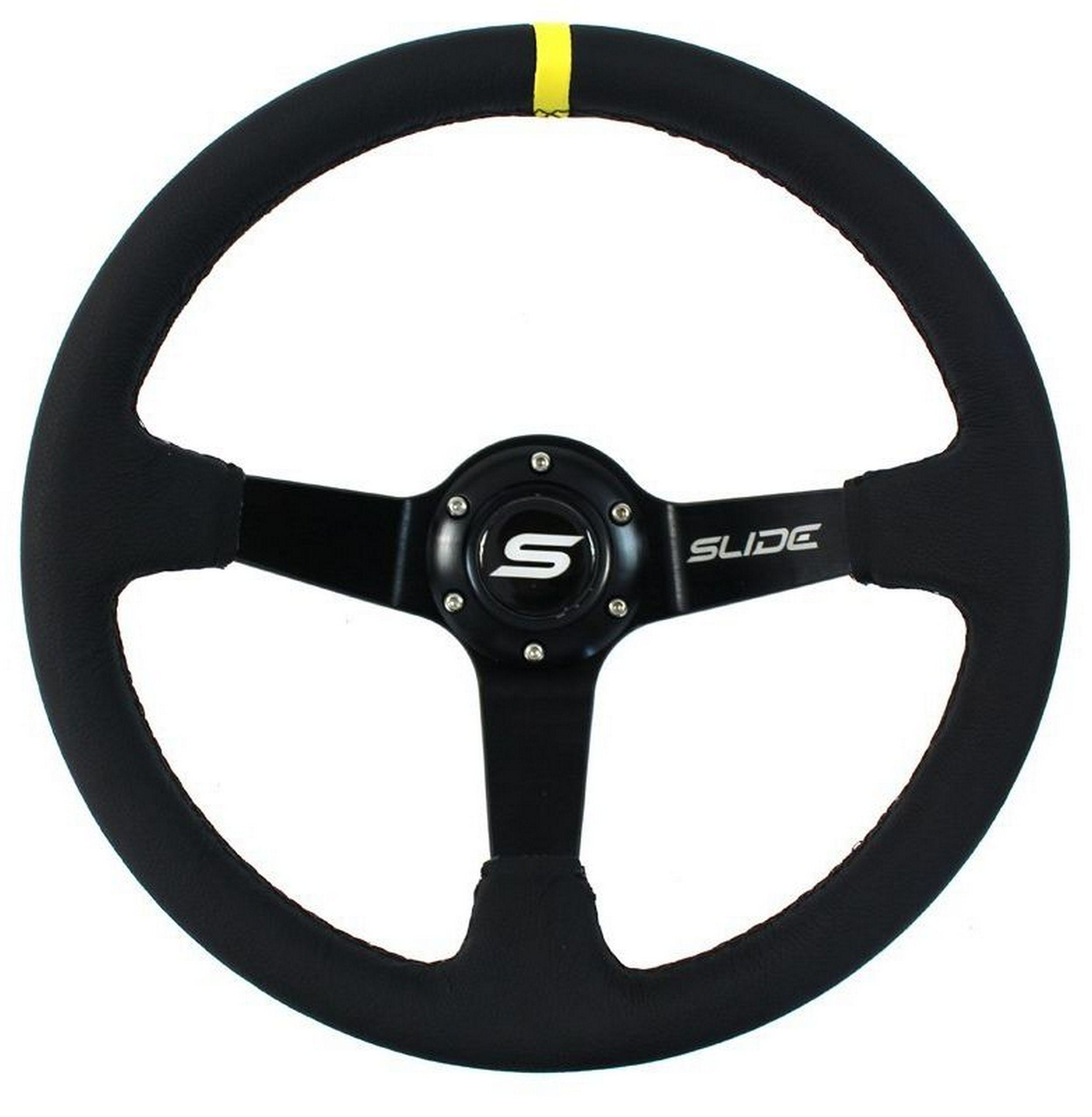 Руль слайд 350 мм смещение: 80 мм кожа желтый St