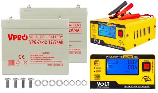 2X ГЕЛЕВАЯ АККУМУЛЯТОРНАЯ БАТАРЕЯ VOLT PL 74 Ач ИНВЕРТОР ИНВЕРТОР-ВЫПРЯМИТЕЛЬ