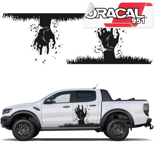 2x наклейка для автомобіля ZOMBIE HAND 100x58 см 951