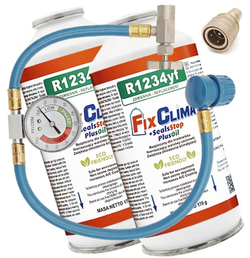 2x газовий кондиціонер з затискачем R1234yf 2x170 г шланг адаптер