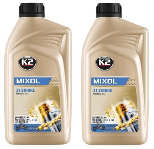 2x K2 MIXOL 1L 1L 2L ОЛИТ ДЛЯ 2Т ТАКТОВОЇ СУМІШІ ДВОТАКТНИХ ДВИГУНІВ