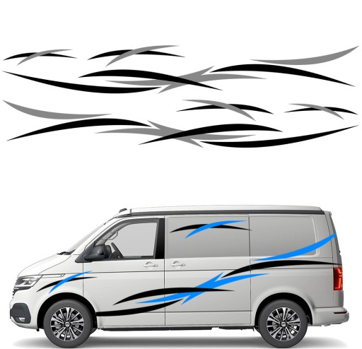2x СТІКЕР Графіка для борту автофургону МОТИВНІ ЛІНІЇ АБСТРАКТ 42x310
