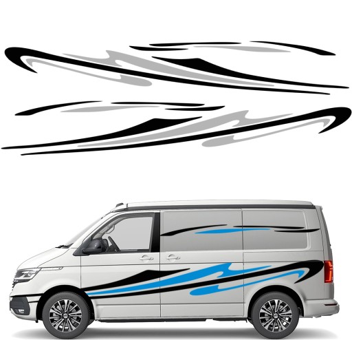 2x СТІКЕР Графіка для бокової частини автофургону МОТИВНІ СМУГИ ЛІНІЇ 39x250
