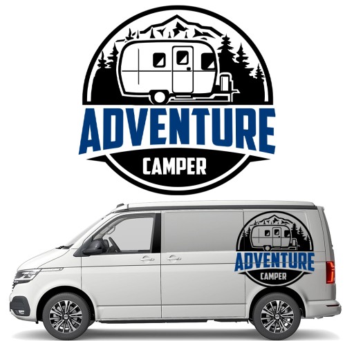 2x СТІКЕР Графіка для автофургону ПРИГОДИ КЕМПІНГ ГОРИ ЛІС 94x90