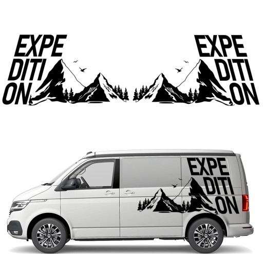 2x НАКЛЕЙКИ Графика для прицепа-домика EXPEDITION GÓRY MOUNTAINS 90x161