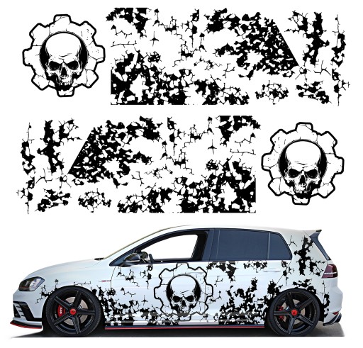 2x НАКЛЕЙКИ Автомобильная графика МОТИВ Абстракция ЧЕРЕП ЧЕРЕП 94x612