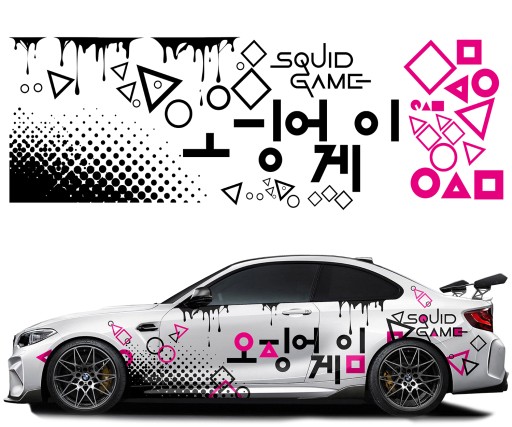 2x НАКЛЕЙКИ Автомобильная графика МОТИВ ГЕОМЕТРИЯ ФОРМЫ Водяные пятна 94x282