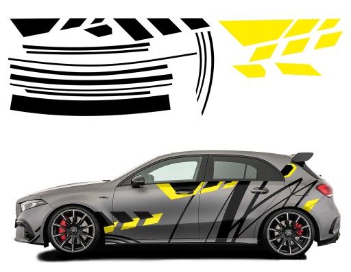 2 НАКЛЕЙКИ Автомобильная графика MAZIE МОТИВ ПОЛОСКИ Формы ЛИНИИ 89x600