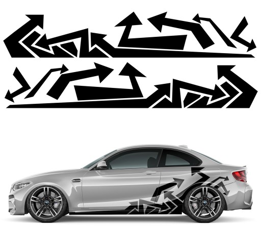 2 НАКЛЕЙКИ Автомобильная графика СТРЕЛКА МОТИВ ФОРМЫ СТРЕЛ 44x241