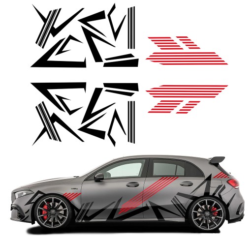 2 НАКЛЕЙКИ Автомобильная графика МОТИВ УЗОР ГЕОМЕТРИЯ ЛИНИИ ФОРМЫ 94x711