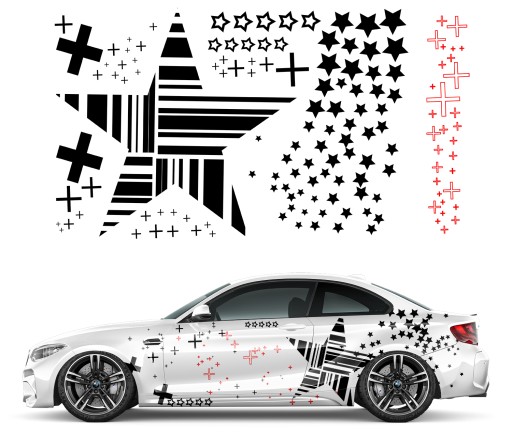 2 НАКЛЕЙКИ Автомобильная графика CAMO тема STARS Stars PROS 94x330