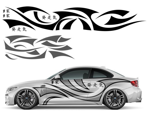 2 НАКЛЕЙКИ Автомобильная графика TRIBAL Shapes Abstract JAPAN 94x786