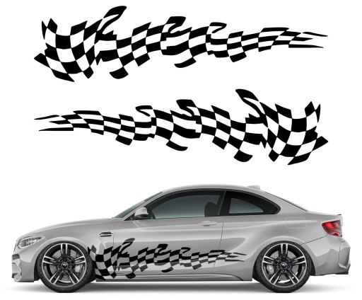 2x НАКЛЕЙКИ ДЛЯ МАШИНЫ ФЛАГ МОТИВ 44x170 см