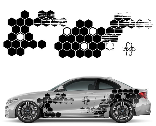 2x АВТОМОБИЛЬНЫЕ НАКЛЕЙКИ С СОТОВЫМ МОТИВОМ 90x278