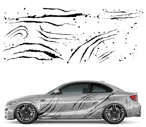 2x АВТОМОБИЛЬНЫЕ НАКЛЕЙКИ С ВЫТЯНЕННЫМ МОТИВОМ 92x233 см