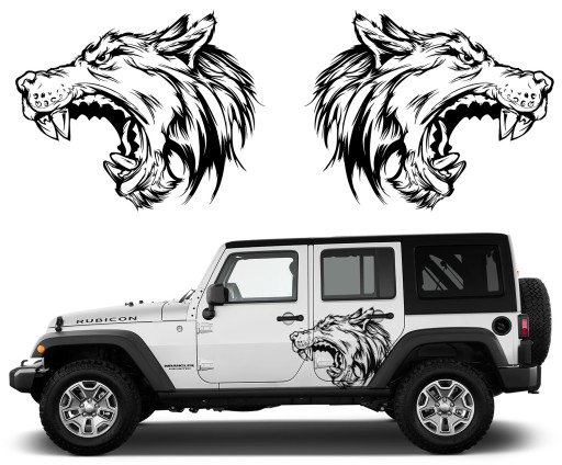 2x АВТОМОБИЛЬНЫЕ НАКЛЕЙКИ МОТИВ «ВОЛЧИЕ Клыки» 94x116 см