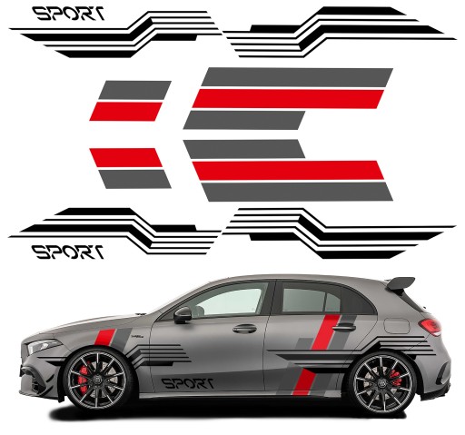 2 НАКЛЕЙКИ Графика на боку автомобиля ТЕМАТИЧЕСКИЕ ПОЛОСКИ СПОРТИВНЫЕ ПОЛОСКИ 97x580