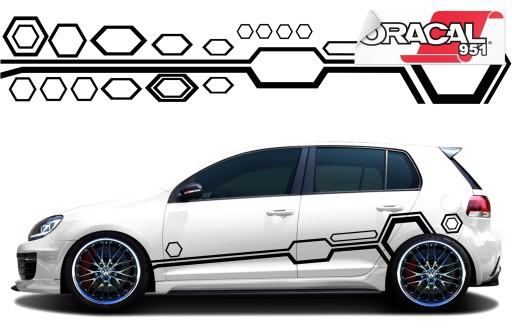 2X наклейки для авто тема HEXAGEN 45 см x 2,5 м 951