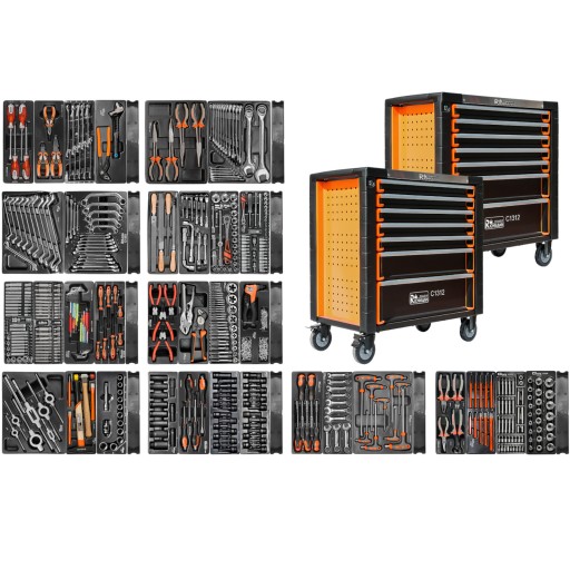 2x тележка, шкаф для инструментов Richmann, 2 шкафа, аксессуары 701 ele T1320