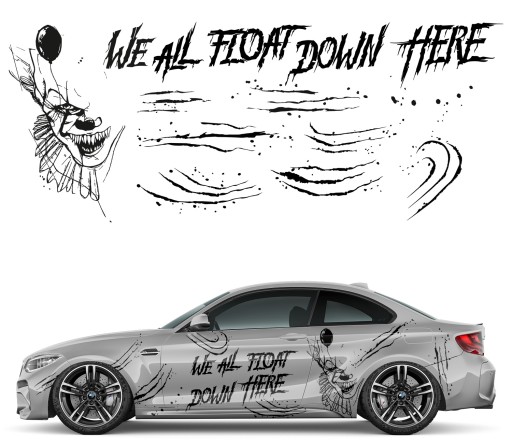 2 НАКЛЕЙКИ НА АВТОМОБИЛЬ КЛОУН, МЫ ВСЕ МОТИВИРУЕМ.. 93x230