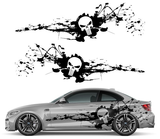 2x АВТОМОБИЛЬНЫЕ НАКЛЕЙКИ С МОТИВОМ ЧЕРЕПА 94x309