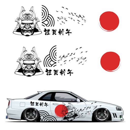2xНаклейка ГРАФИКА для автомобиля, шпон ВЕСЬ АВТОМОБИЛЬ ЯПОНИЯ ЯПОНИЯ JDM