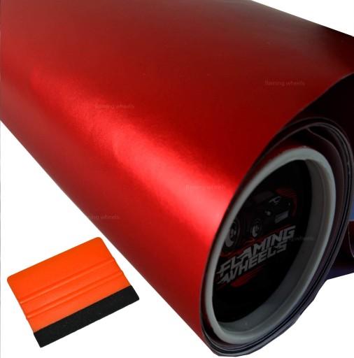 3M X 50 см хром фольга матовый сатин Красный + Ракель