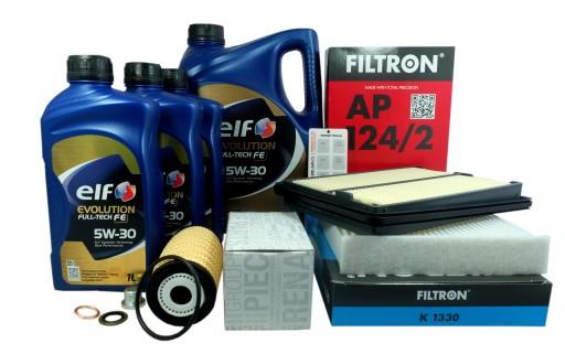 3xFilter+5W30 Nissan X-Trail 3 Renault Koleos 2 2.0