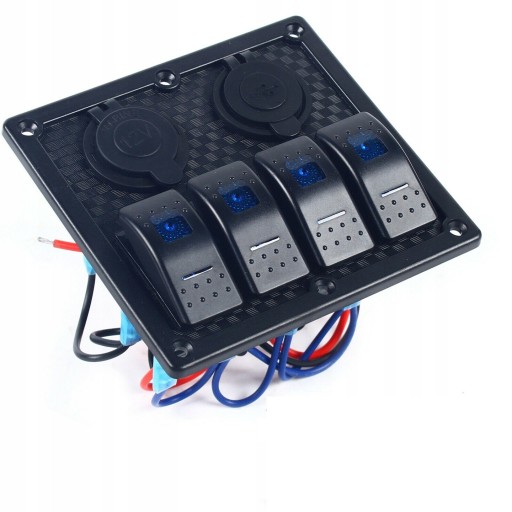 4 GRUPY 12V-24V PANEL PRZEłąCZNIKóW łODZI LED - 4 ГРУППЫ 12В-24В СВЕТОДИОДНАЯ ПАНЕЛЬ ПЕРЕКЛЮЧАТЕЛЯ ДЛЯ ЛОДКИ