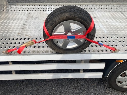 4 ремені довжиною 5 метрів, червоний, 2 ТОЧКОВІ ремені 4T-5M, поворотні гачки для колеса ременів