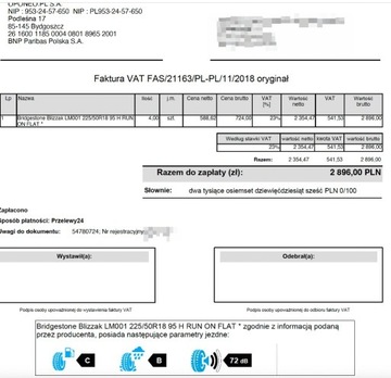 4 шины Bridgestone Blizzak LM001 225/50R18, 95 лет.