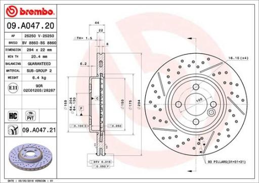 BRE-09.A047.21-ZS1 - Тормозной диск BREMBO 09A04721