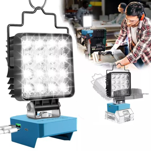 48ВТ ЛАМПА ДЛЯ MAKITA 18В РАБОЧАЯ ГАЛОГЕННАЯ СВЕТОДИОДНАЯ +2xUSB портативная