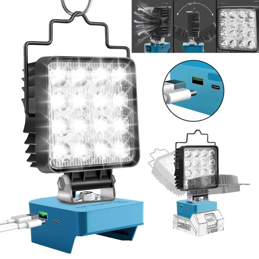 Лампа 48 Вт для Makita 18 В, галогенный прожектор для работы в мастерской, фонарик 25 светодиодов
