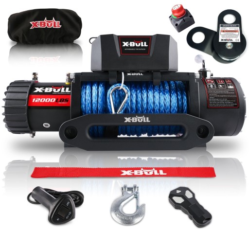 Лебедка электрическая 5,5 т с синтетическим тросом для легковых автомобилей 12 В X-Bull 12000